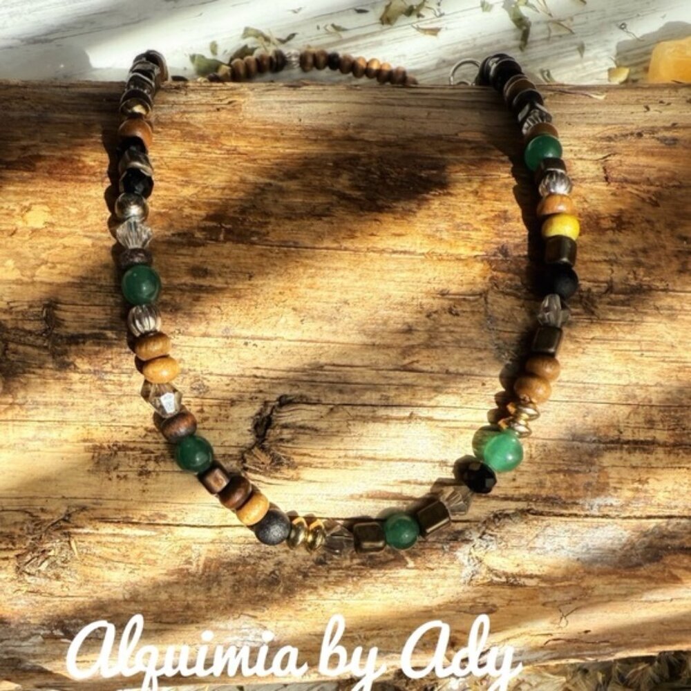Surfer style gemstones beaded earthy short necklace - Picture 5 of 5